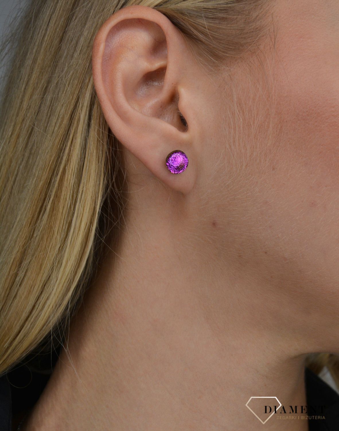 Kolczyki srebrne szkło weneckie różowe błyszczące Murano 28.jpg